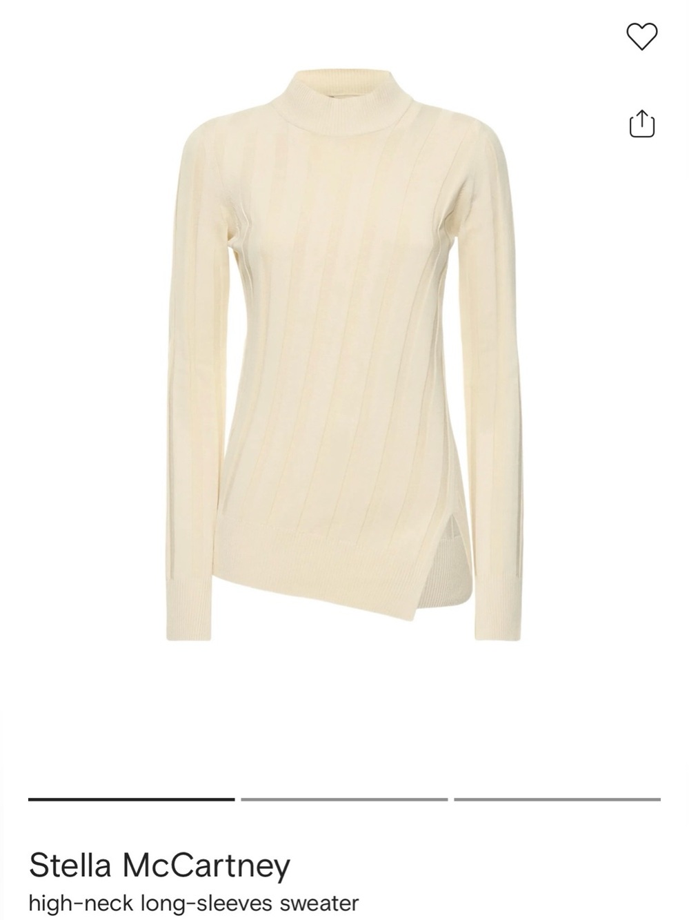 Stella McCartney Off-White Ribbed High-Neck Sweater with Side Slit